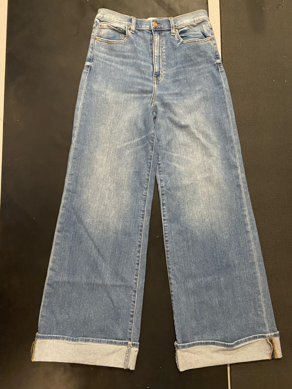 Light Blue women’s Denim Jeans - cuffed wide leg